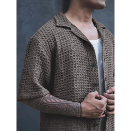 Plain Poly Cotton Men's Casual Shirt, Waffal shirt, Half Sleeves