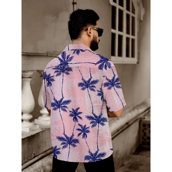 Poly Cotton Blue Lycra Goa Digital Printed Shirts, Half sleeves, Casual Wear