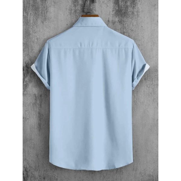 Blue Lycra Goa Digital Printed Shirts, Half sleeves
