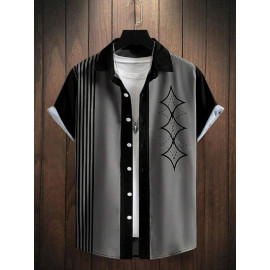 Stripe Print MEN DIGITAL PRINTED CASUAL PARTY WEAR SHIRT, Half Sleeves