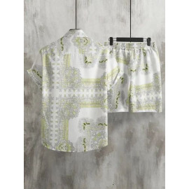 Lycra Men's Printed Night Suit  Shirt With Shorts