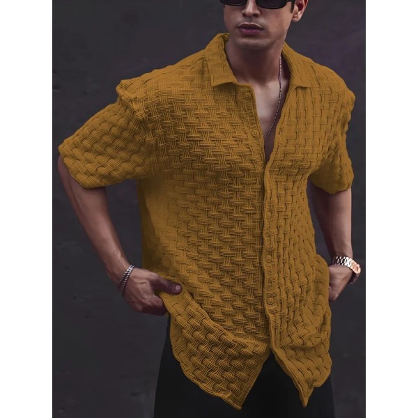 Stylish Brawon Cotton Blend Solid Three-Quarter Sleeves Casual Shirt For Men