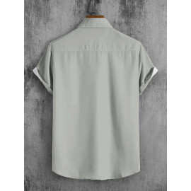 Lycra Beach Wear Grey and White Printed Shirt, Half sleeves