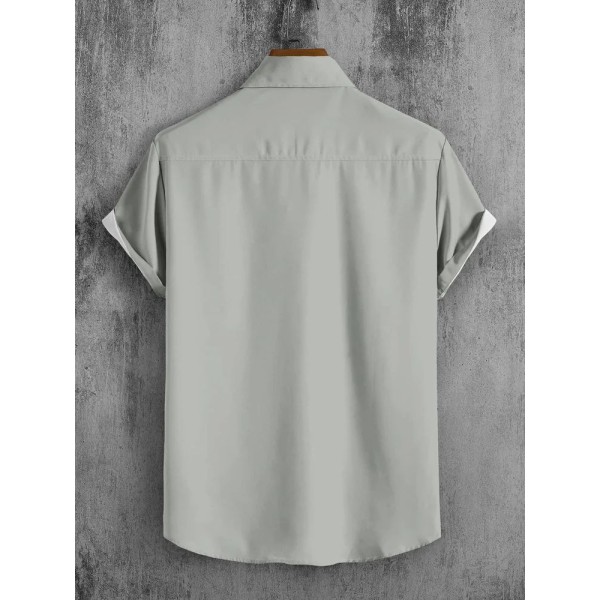 Lycra Beach Wear Grey and White Printed Shirt, Half sleeves