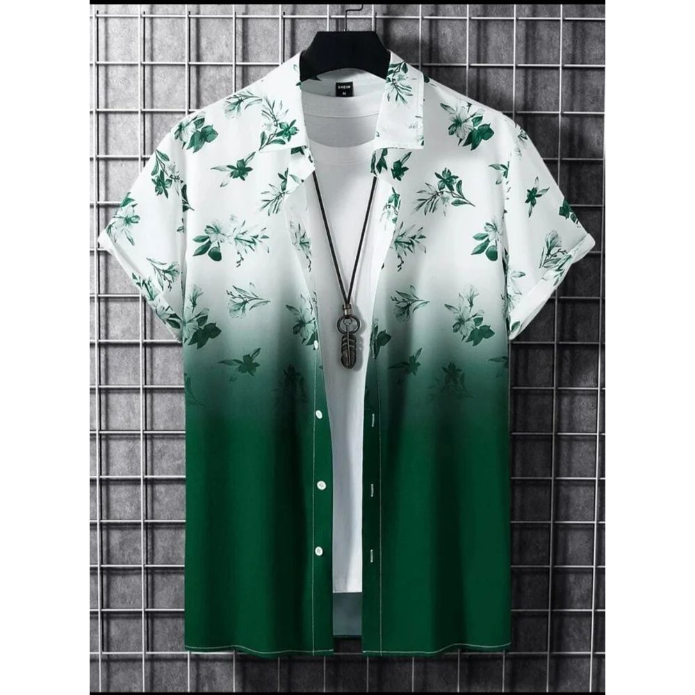 Casual Floral Print Digital Printed Mens Shirt, Half Sleeves