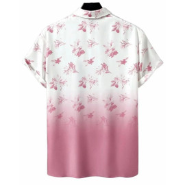 Pink Printed Lycra Men Stylish Shirt, Half Sleeves