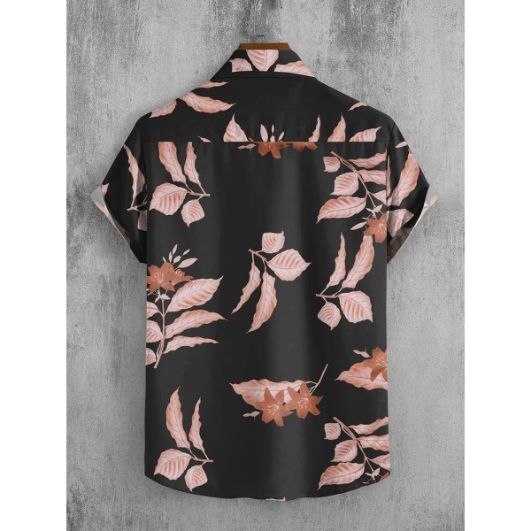 Casual Floral Print Mens Black Printed Shirts, Half Sleeves