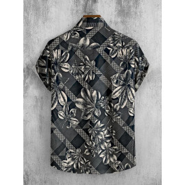 Casual Floral Print Men Printing Shirt, Half Sleeves