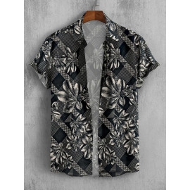 Casual Floral Print Men Printing Shirt, Half Sleeves