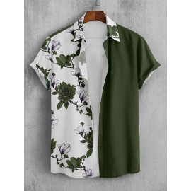 Casual Floral Print One Side Printed Shirt, Half Sleeves