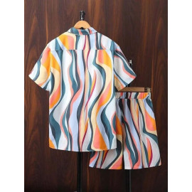 200 GSM Printed Lycra Nightsuit Set, Semi-Stretchable