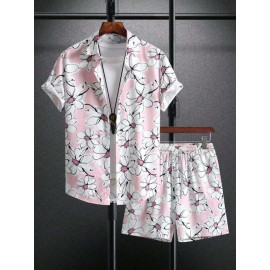 Lycra Men Floral Printed Nightsuit Set, Half Sleeves