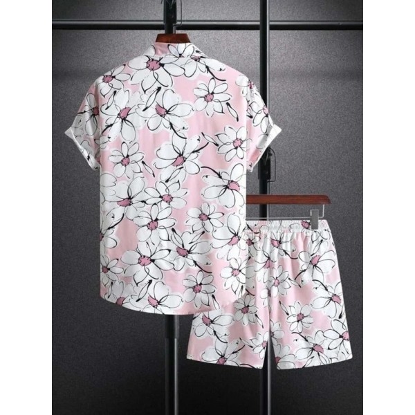 Lycra Men Floral Printed Nightsuit Set, Half Sleeves