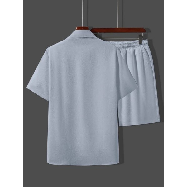 Poly Cotton Pop Fabric Night Suit Shirt With Shorts, 50-100
