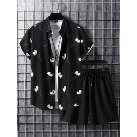 Black Printed Mens Cotton Night Suits