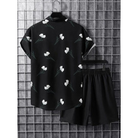 Black Printed Mens Cotton Night Suits