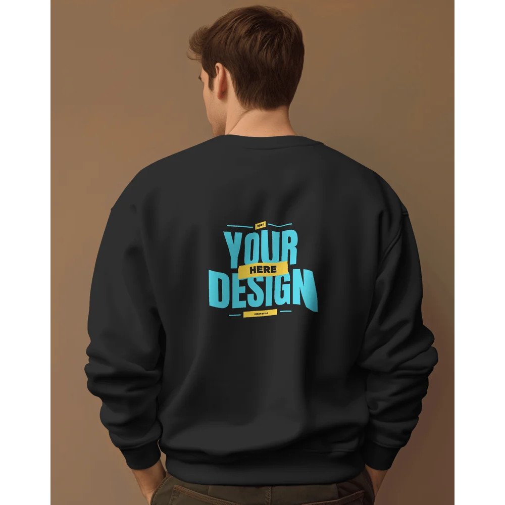 Pullover Men Printed Black Cotton Sweatshirt