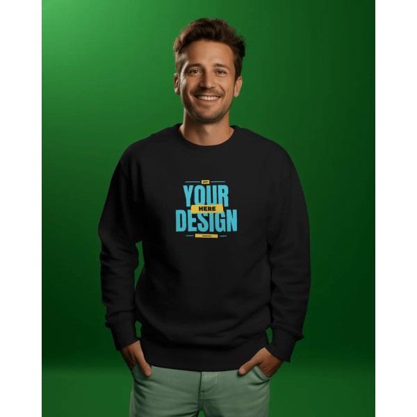 Pullover Men Printed Black Cotton Sweatshirt