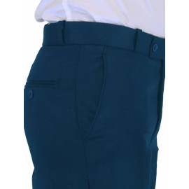 Solid Men Blue Poly Viscose Formal Trouser, Regular Fit