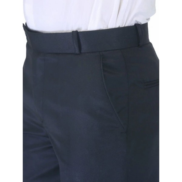 Solid Men Dark Grey Poly Viscose Formal Trouser, Regular Fit