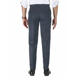 Solid Men Dark Grey Poly Viscose Formal Trouser, Regular Fit
