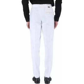 White Solid Men Plain Poly Viscose Formal Trouser, Regular Fit