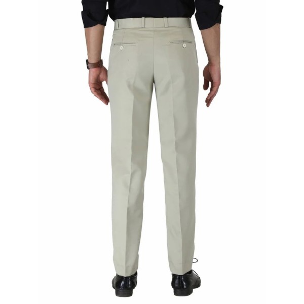 Solid Men White Poly Viscose Formal Trouser, Regular Fit