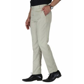 Solid Men White Poly Viscose Formal Trouser, Regular Fit