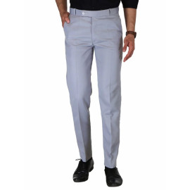 Solid Men Light Grey Poly Viscose Formal Trouser, Regular Fit