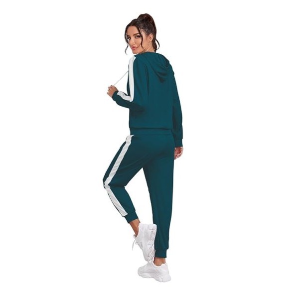 Women's Knitting Stretchable Solid Hooded Neck Full Sleeve blue Track Suit