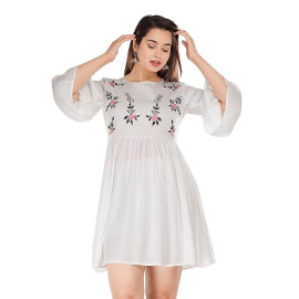 Rayon Embroidered Women's Embroidery Top, Rust