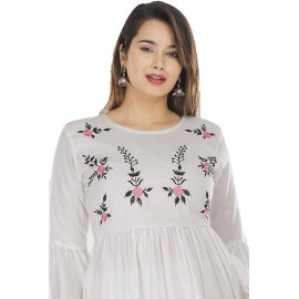 Rayon Embroidered Women's Embroidery Top, Rust