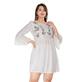 Rayon Embroidered Women's Embroidery Top, Rust