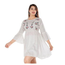 Rayon Embroidered Women's Embroidery Top, Rust