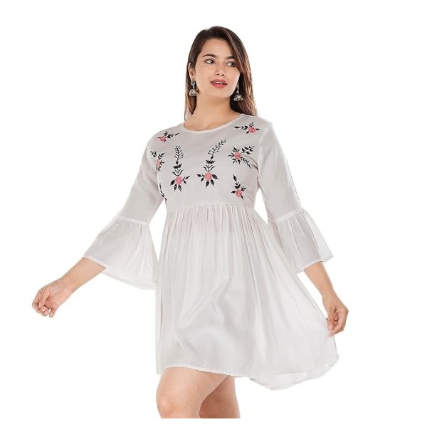Rayon Embroidered Women's Embroidery Top, Rust