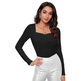 Women's Plain Square-Neck Blouse, Full Sleeve top for Women Stylish Western