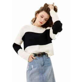 Cotton White Blue Eleven Ladies Woolen Sweater