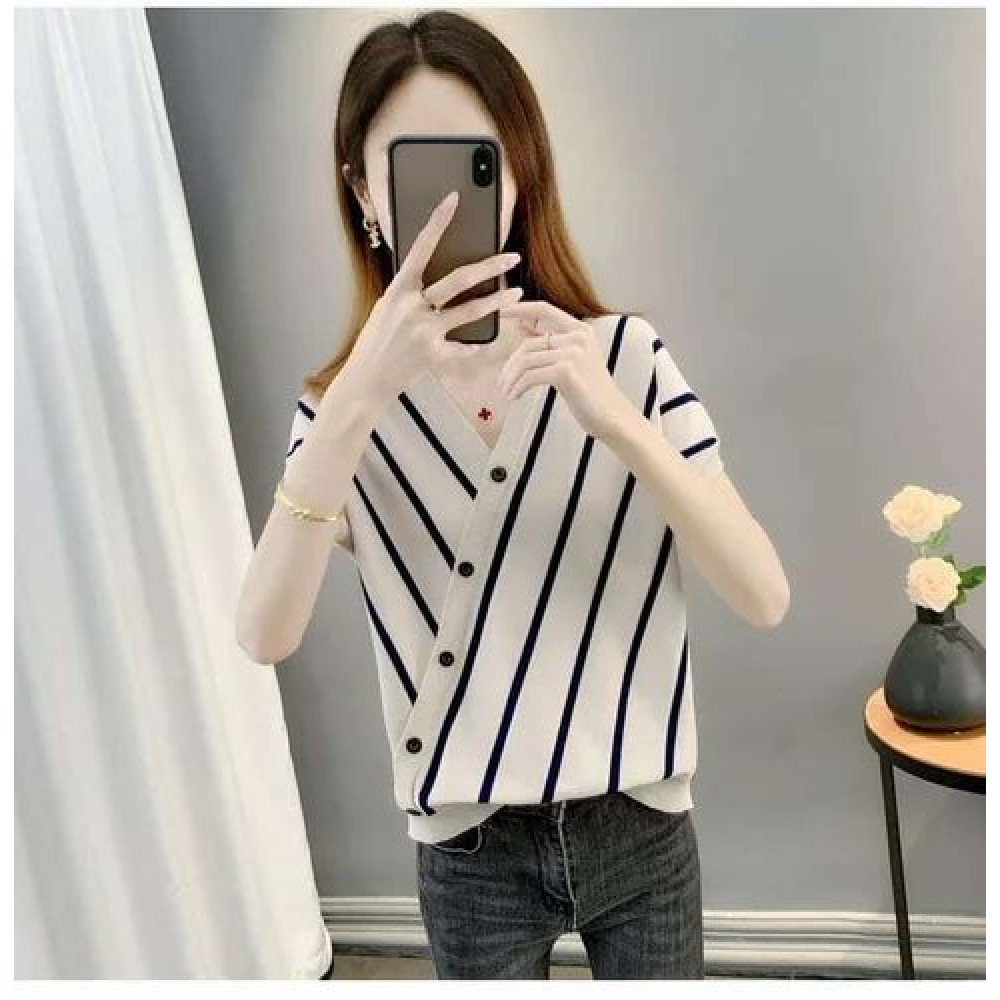 Knit Zadine Imported Cross Button Crop Top For Women