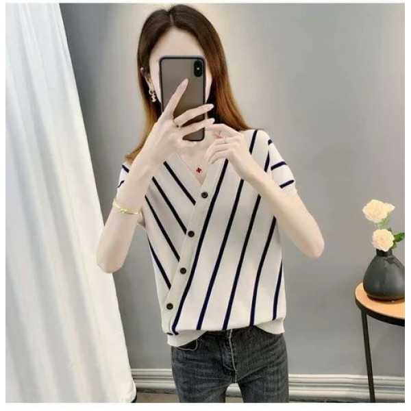 Knit Zadine Imported Cross Button Crop Top For Women