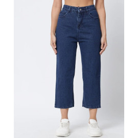 Regular M Moddy 551HW Straight fit High Rise Dark Blue Jeans for Girls, Button and Zip