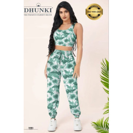 Super softy Sleeveless Dhunki Crop Top with Pant, Printed