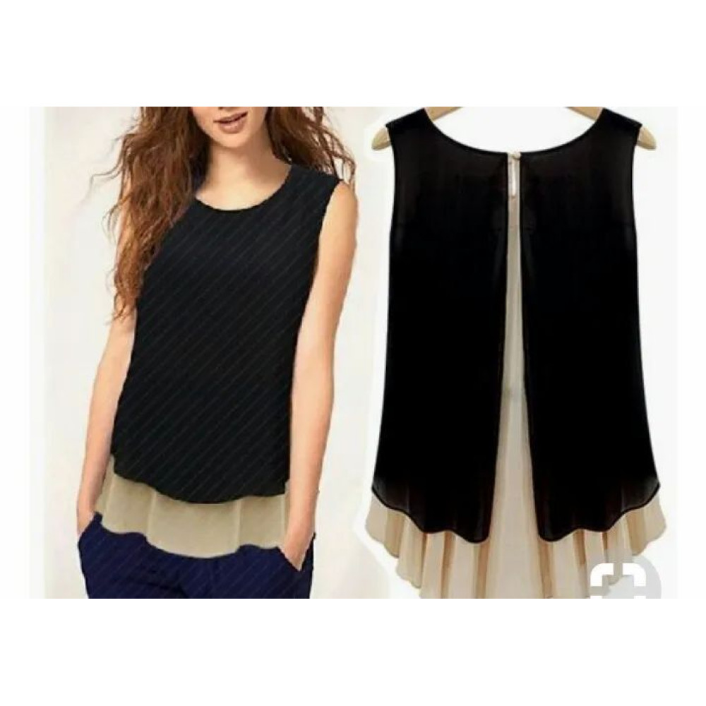 Women Sleeveless Crepe Plain Top