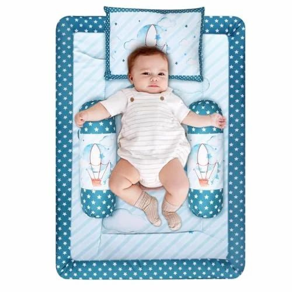NME COLLECTION Cotton Baby Pillows for New Born 0-12 Months with 2 Matching Bolsters.Mustard Seed Pillow for Head Shaping