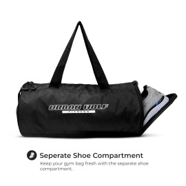 Black Polyester Urban Wolf Gym Bag