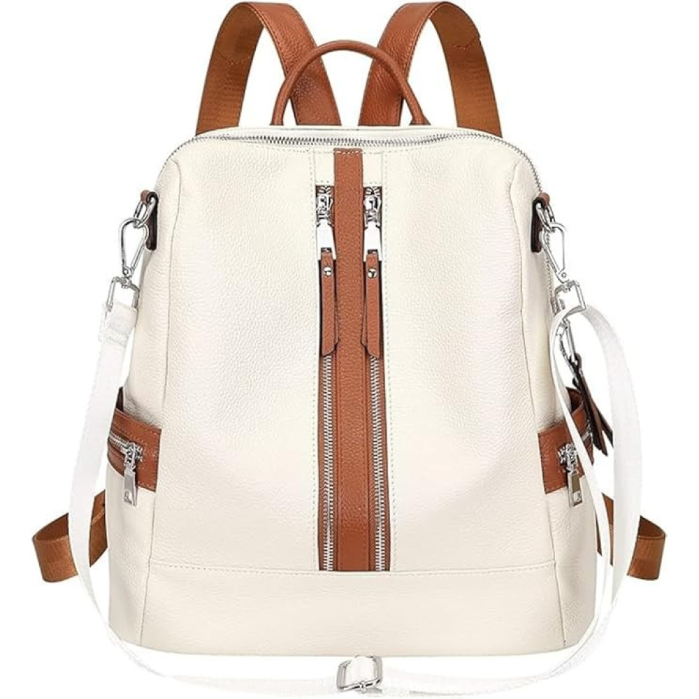 Comfabie Fashion White Leather Backpack for Women Handbag for women Shoulder bag Ladies Backpack Purse | Dailyuse Backpacks for women