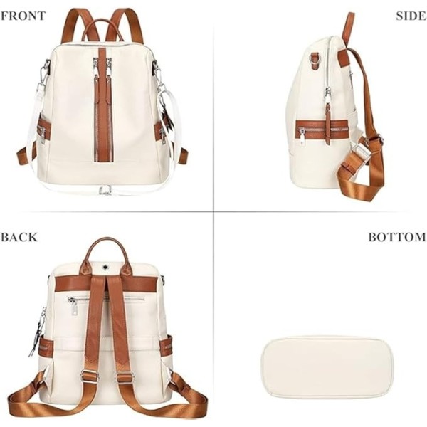 Comfabie Fashion White Leather Backpack for Women Handbag for women Shoulder bag Ladies Backpack Purse | Dailyuse Backpacks for women