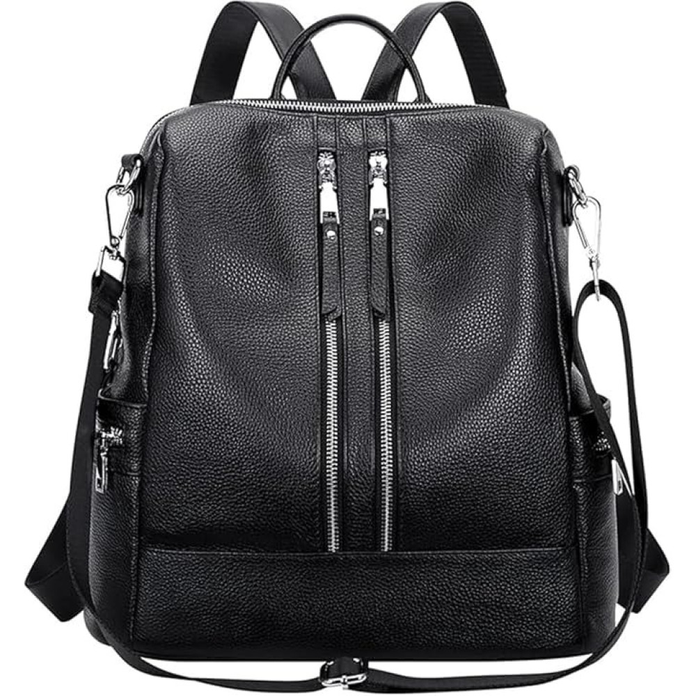 Comfabie Fashion Black Leather Backpack for Women Handbag for women Shoulder bag Ladies Backpack Purse | Dailyuse Backpacks for women