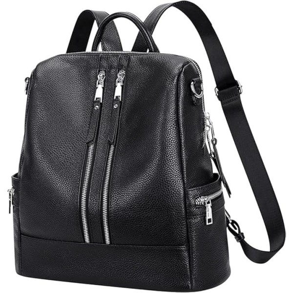 Comfabie Fashion Black Leather Backpack for Women Handbag for women Shoulder bag Ladies Backpack Purse | Dailyuse Backpacks for women