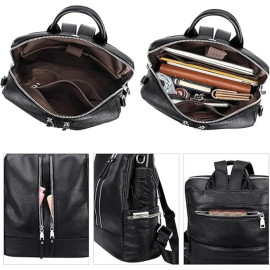 Comfabie Fashion Black Leather Backpack for Women Handbag for women Shoulder bag Ladies Backpack Purse | Dailyuse Backpacks for women