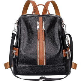 Comfabie Fashion Black&Brown Leather Backpack for Women Handbag for women Shoulder bag Ladies Backpack Purse | Dailyuse Backpacks for women
